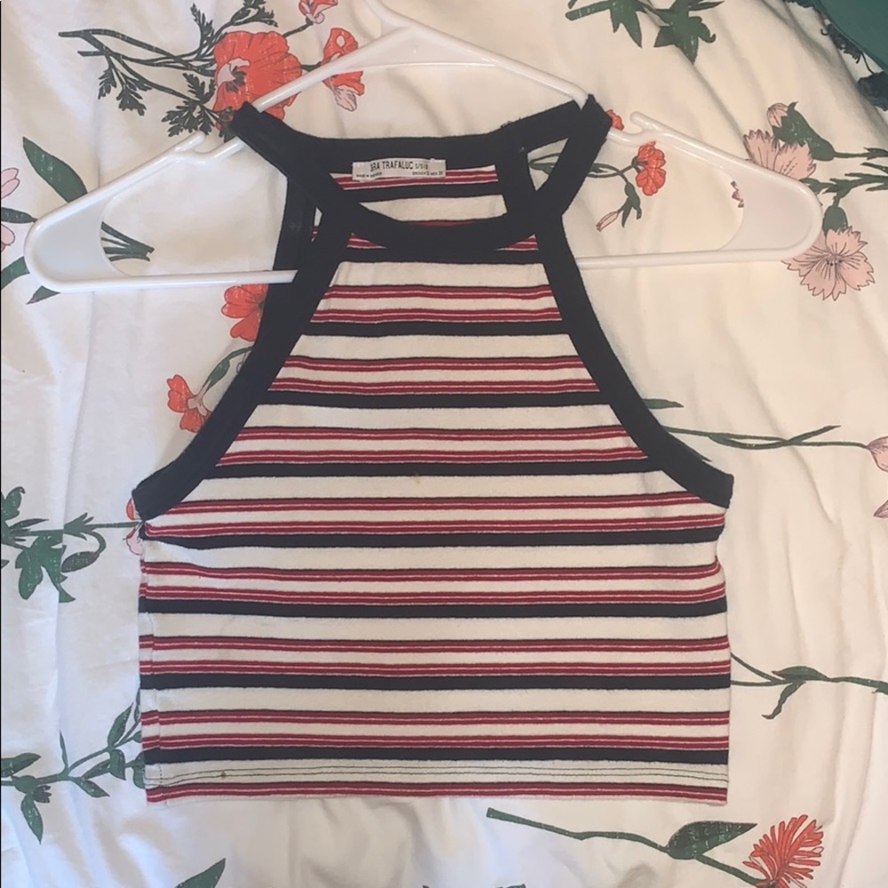 Zara red white and blue halter top